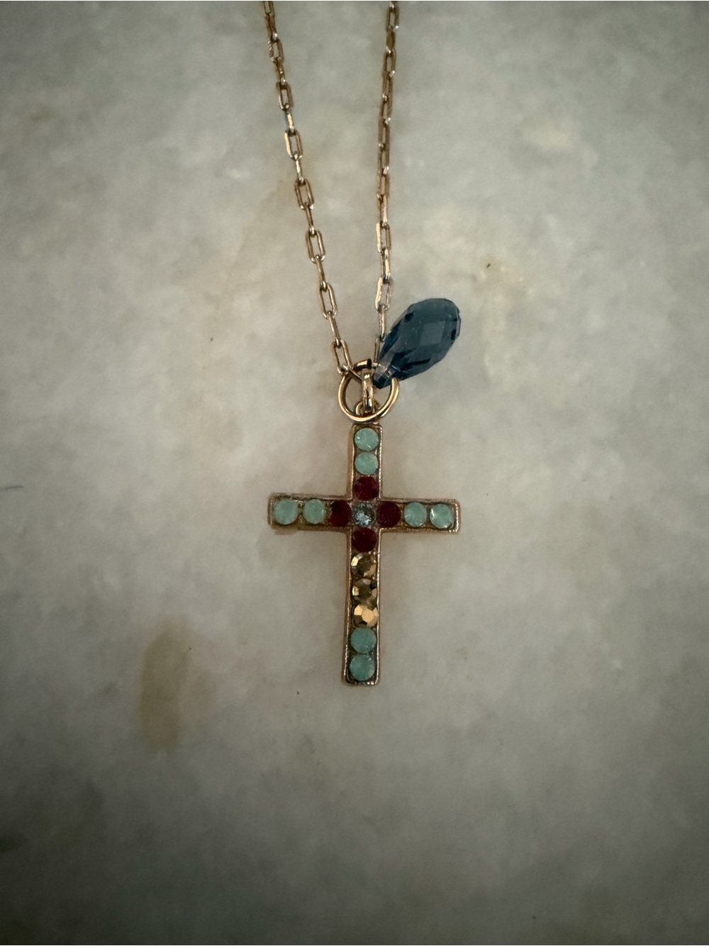 Mariana Crystal Cross Briolette Necklace 15”